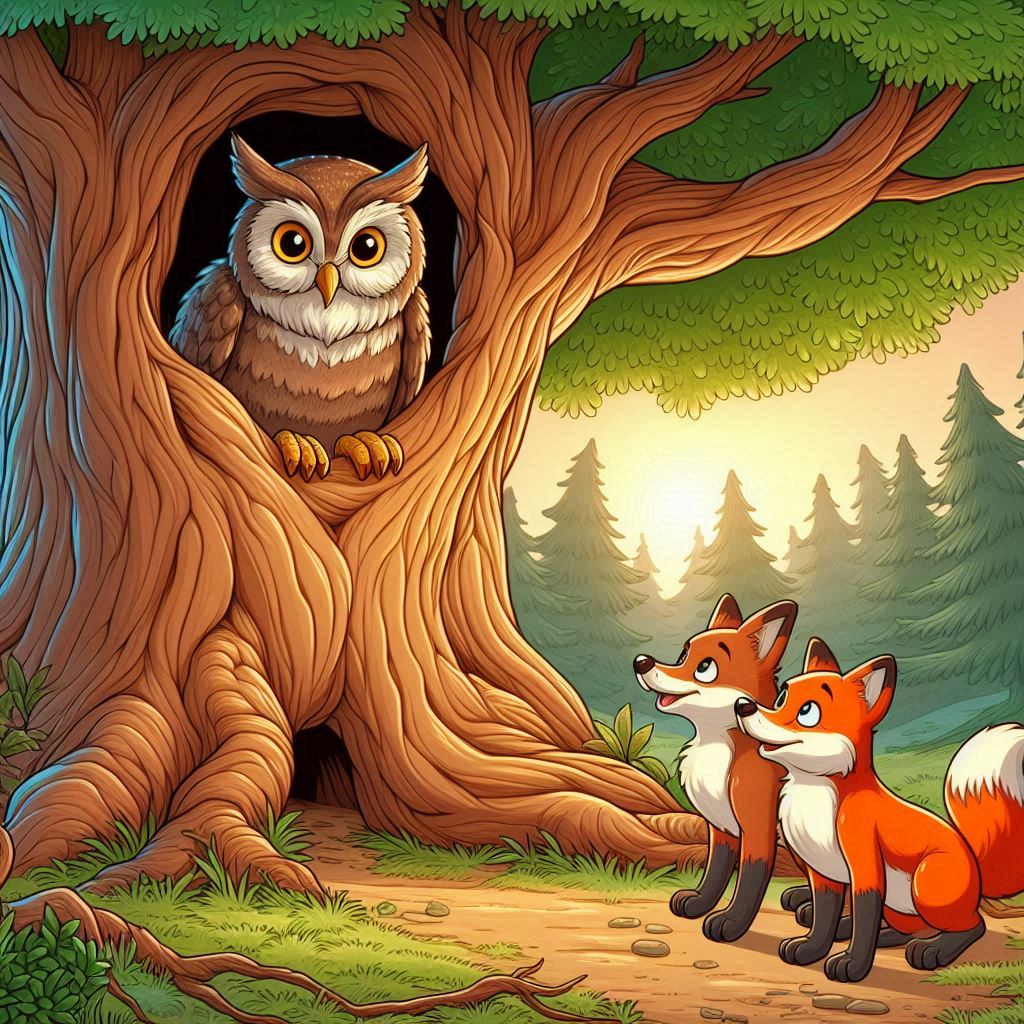 The Young Foxes and the Wise Owl